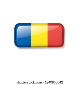 Romania flag, vector illustration on a white background