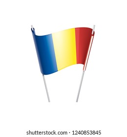 Romania flag, vector illustration on a white background