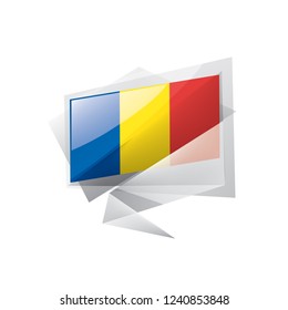 Romania flag, vector illustration on a white background
