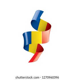 Romania flag, vector illustration on a white background