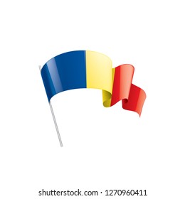Romania flag, vector illustration on a white background
