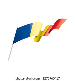 Romania flag, vector illustration on a white background
