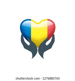 Romania flag, vector illustration on a white background