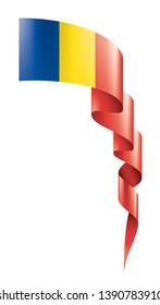 Romania flag, vector illustration on a white background
