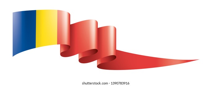 Romania flag, vector illustration on a white background