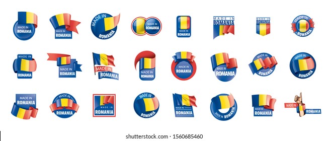 Romania flag, vector illustration on a white background