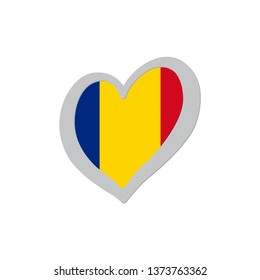 Romania flag vector inside of heart symbol