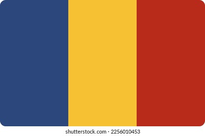Romania flag vector isolated. European Union country, national symbol. Blue, red and yellow stripes. Romanian emblem.