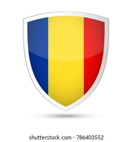 Romania Flag Vector Shield Icon - Illustration