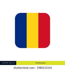 Romania Flag Vector Stock Illustration Design Template. Rounded Square Shape.