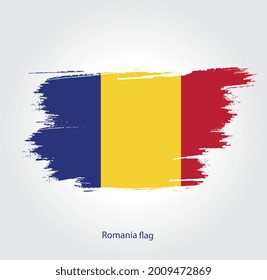 Romania Flag With Watercolor Brush