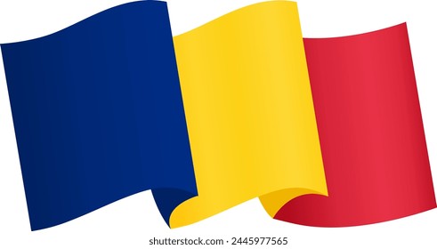 Onda de bandera de Rumania aislada en png o Ilustración vectorial de fondo transparente.