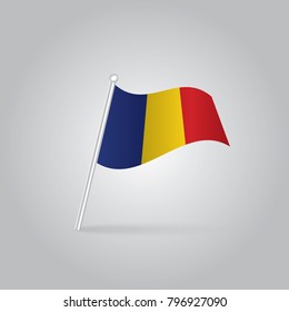 Romania flag waving isolated vector illustration