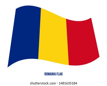 Romania Flag Waving Vector Illustration on White Background. Romania National Flag.