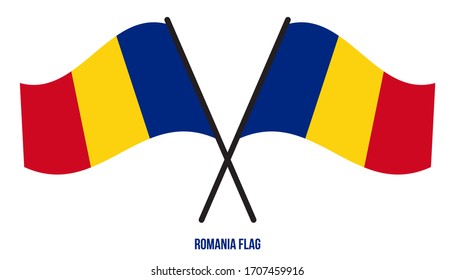 Romania Flag Waving Vector Illustration on White Background. Romania National Flag.