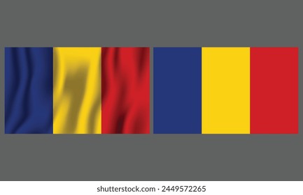 Romania flag waving in the wind.