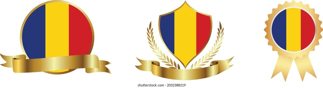 Romania flags. Symbols of countries map