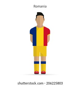 Romania football player. Soccer uniform. Vector illustration.