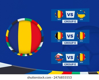 Romania Football Team Match Schedule in Group Stage. Vector template.
