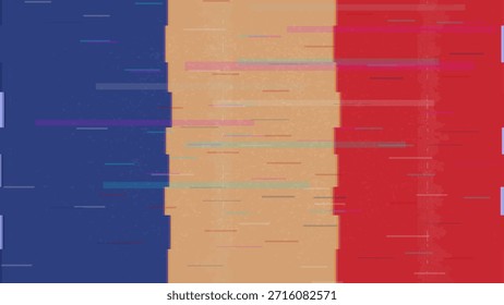 Romênia vetor de bandeira de falha, RGB distorção dividida, ilustração de quadro de vídeo abstrato digital