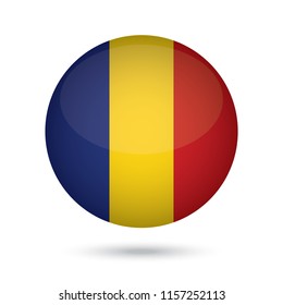 Romania glossy round button. Vector Illustration EPS10.