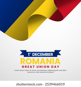 Romania Great Union Day banner design for greeting card, poster or social media post