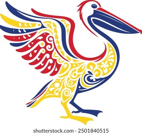 Romania - Great White Pelican, modern decorative art