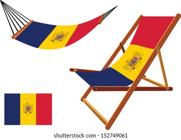 romania hammock and deck chair set against white background, abstract vector art illustration