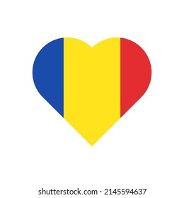 Romania heart flag on white background. EPS 10.
