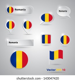 Romania icon set of flags | green white blue template | Romania