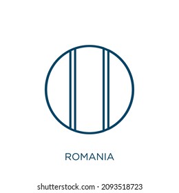 romania icon. Thin linear romania outline icon isolated on white background. Line vector romania sign, symbol for web and mobile