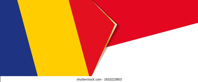 Rumänien und Indonesien - zwei Vektorflaggen - Symbol für Beziehung oder Konfrontation.
