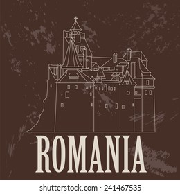 Romania landmarks. Retro styled image. Vector illustration