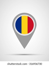 Romania location and flag application, vector illustration, abstract, graphic design