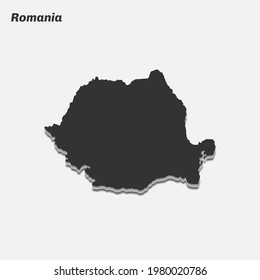Mapa rumano de silueta 3d. Ilustración vectorial.