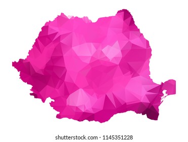 romania Map - Abstract geometric rumpled triangular low poly style gradient graphic on white background , line dots polygonal design for your . Vector illustration