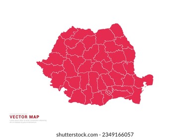 Romania Map - abstract style red isolated on white background for infographic, design vector.