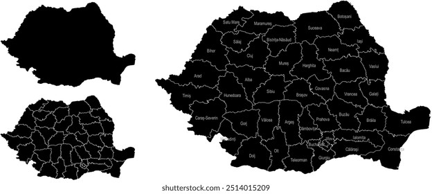 MAPA RUMANÍA con sus divisiones administrativas y regiones