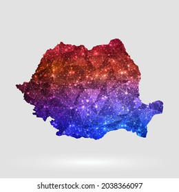 Romania map background in polygonal style. Vector illustration low poly colorful Romania map of isolated. Vector EPS 10.
