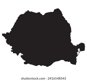 Romania map. Map of Romania in black color