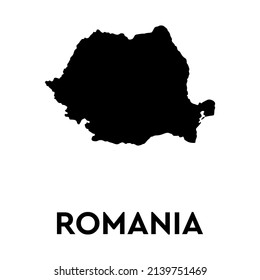 Romania map in black on a white background. Vector illustration