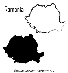 Romania Map Black White Vector Illustration   Romania Map Black White Vector 260nw 2056494770 