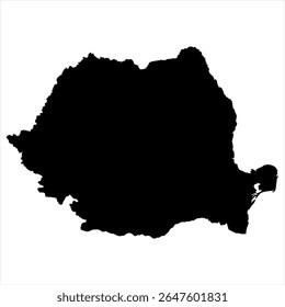 Romania Map - black World Map International vector template with High detailed isolated on white background - Vector