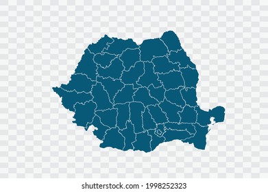 Romania Map  blue Color on Backgound png