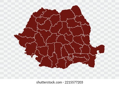 Romania Map burnt brown Color on White Background quality files Color (701205) png