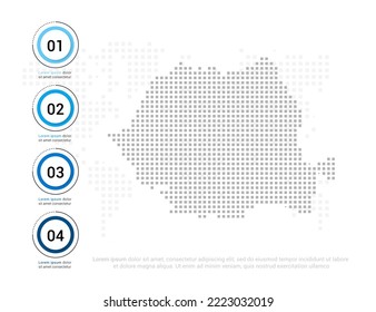 Romania map of dots gray for presentation. Creative concept for infographic.