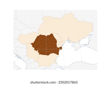 Romania Map in Eastern Europe: Illustration of European Country with Neighboring Nations - Ideal for Atlas and Geography Studies