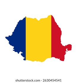 Romania map with flag on White Background. European country of Romania 