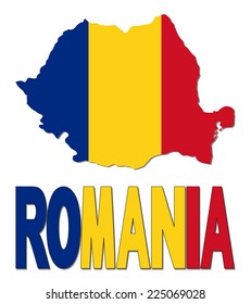 Indicador de mapa de Rumania e ilustración de texto