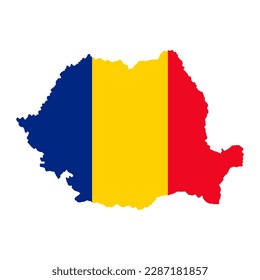 Romania map with flag. Vector illustration.